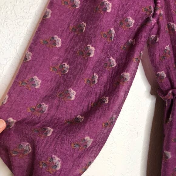 Sea New York purple floral wool blend ruffle trim midi dress size 4 - Picture 13 of 16